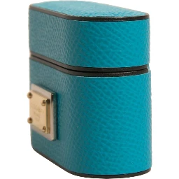 Green Leather Metal Logo Plaque Holder Airpods Case