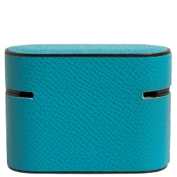 Green Leather Metal Logo Plaque Holder Airpods Case