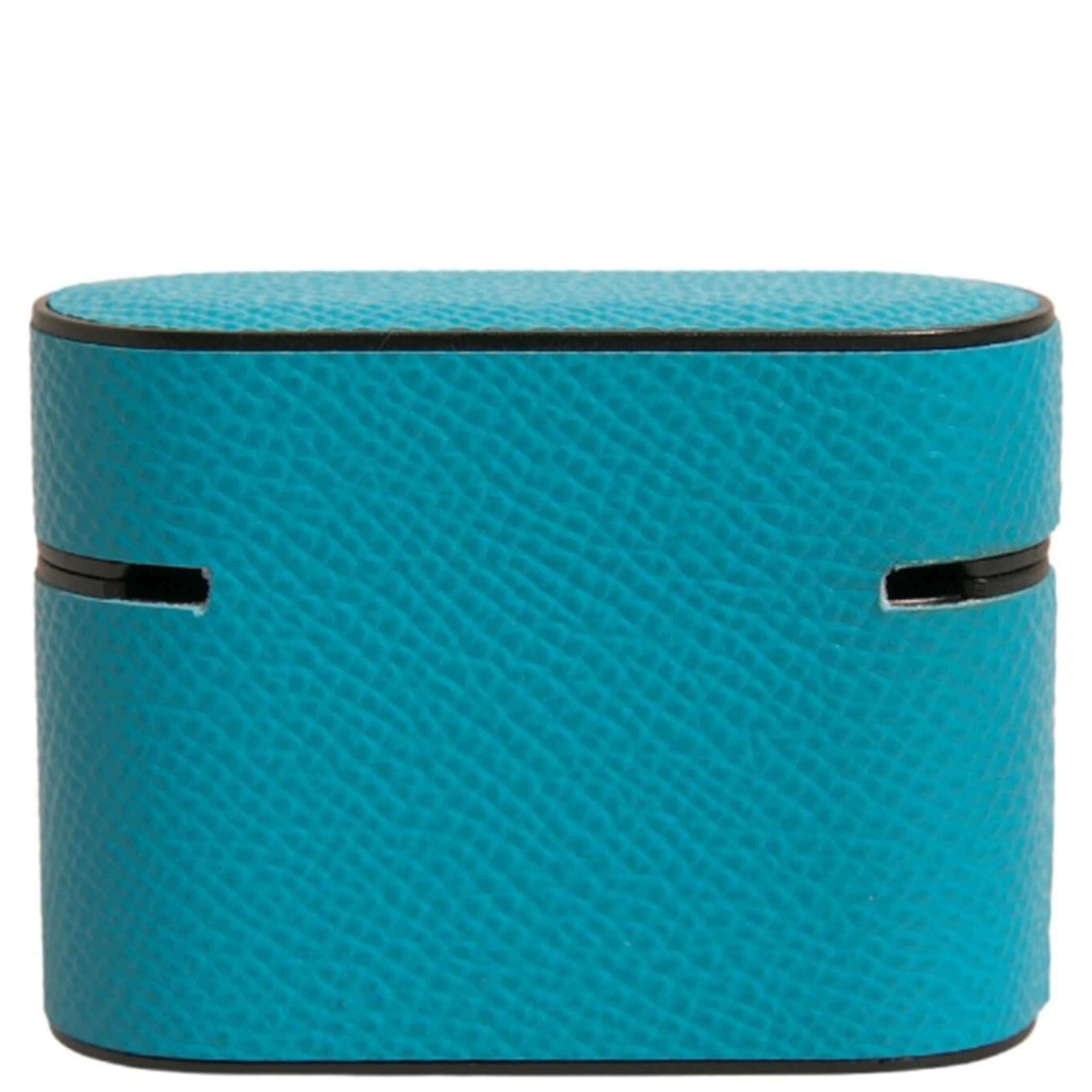 Green Leather Metal Logo Plaque Holder Airpods Case