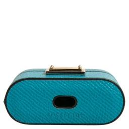 Green Leather Metal Logo Plaque Holder Airpods Case