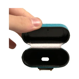 Green Leather Metal Logo Plaque Holder Airpods Case