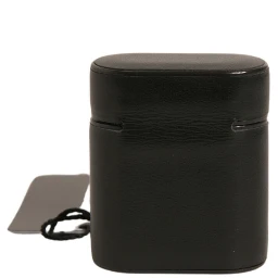 Black PVC Logo Print Flip Holder Airpods Case