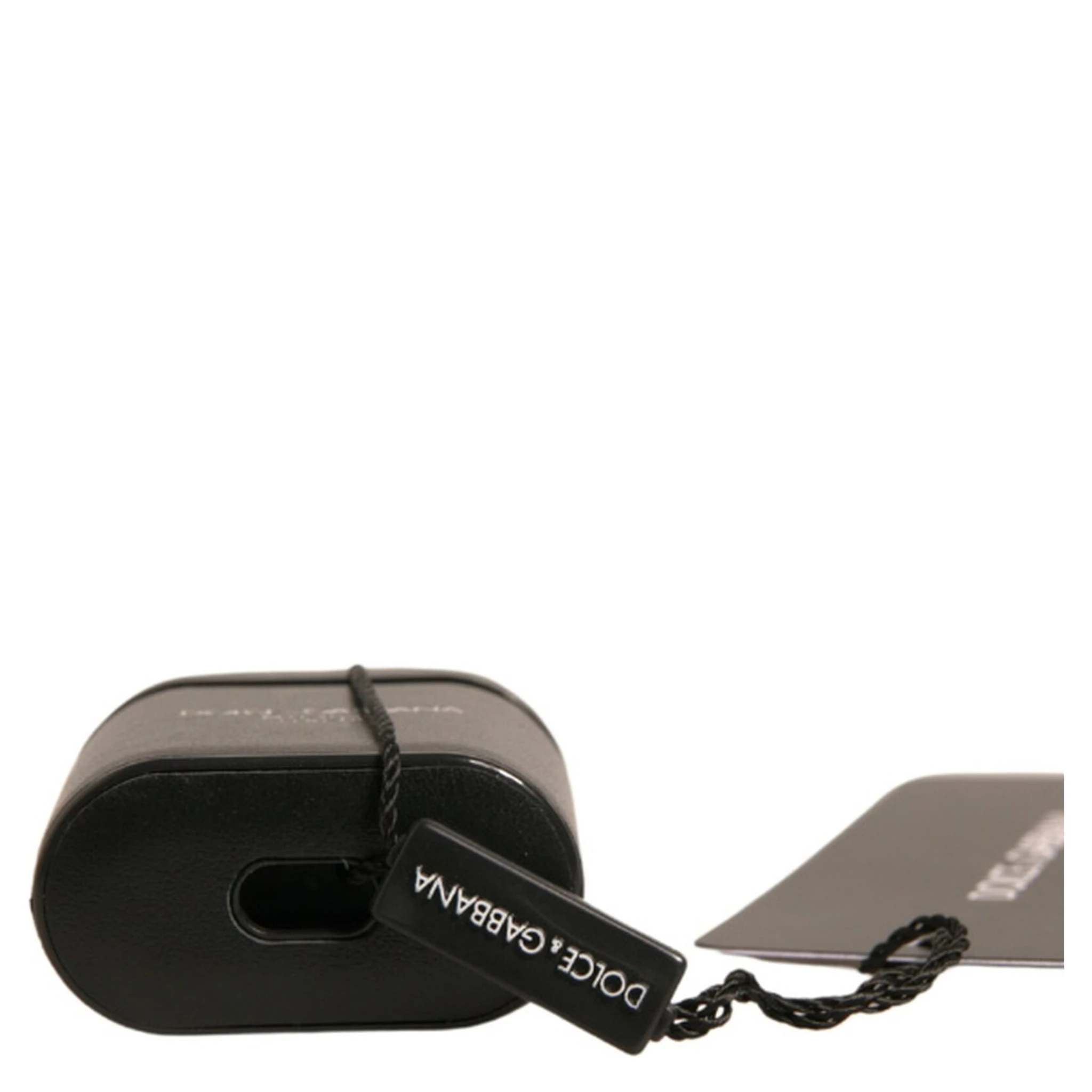 Black PVC Logo Print Flip Holder Airpods Case