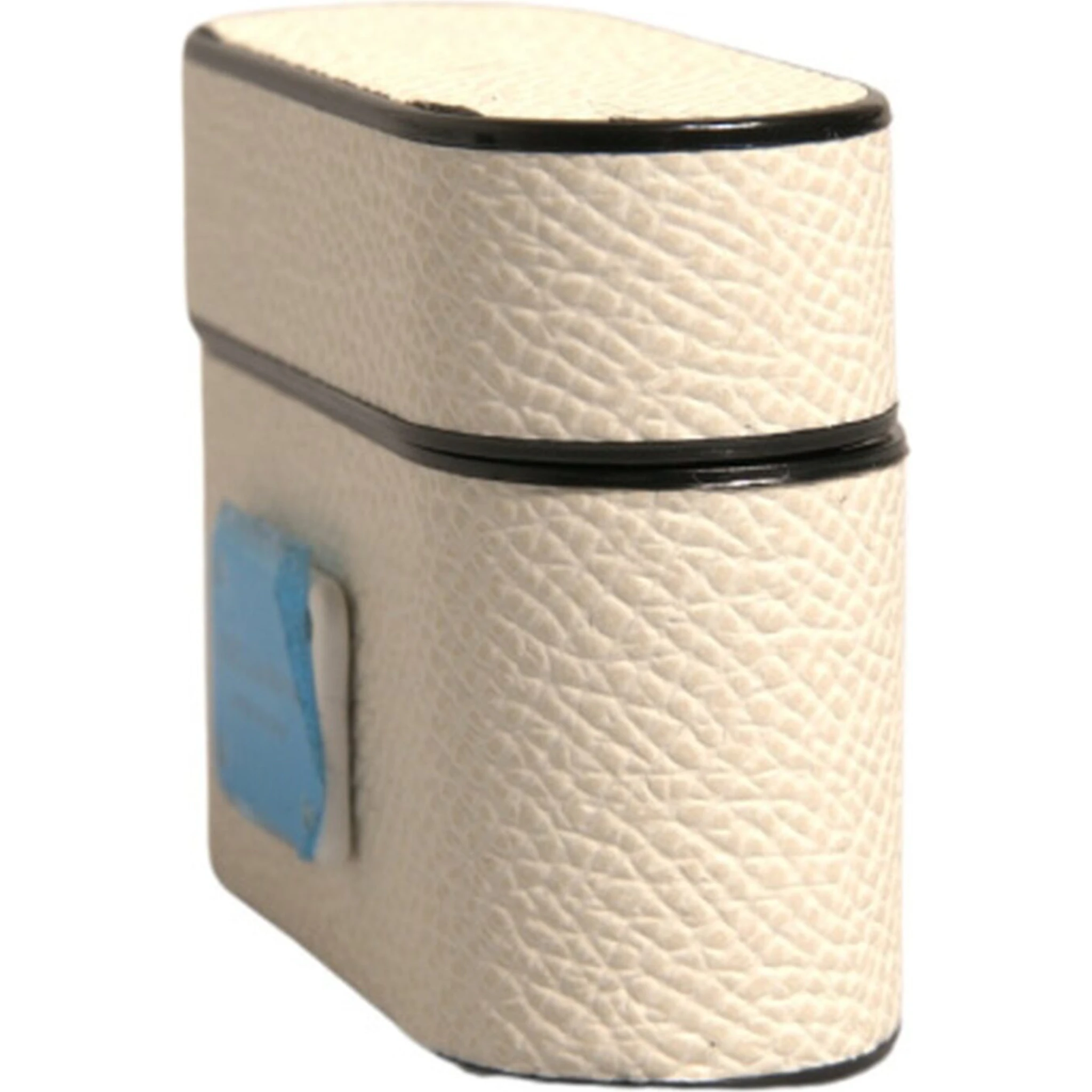 White Leather Metal Logo Plaque Holder Airpods Case