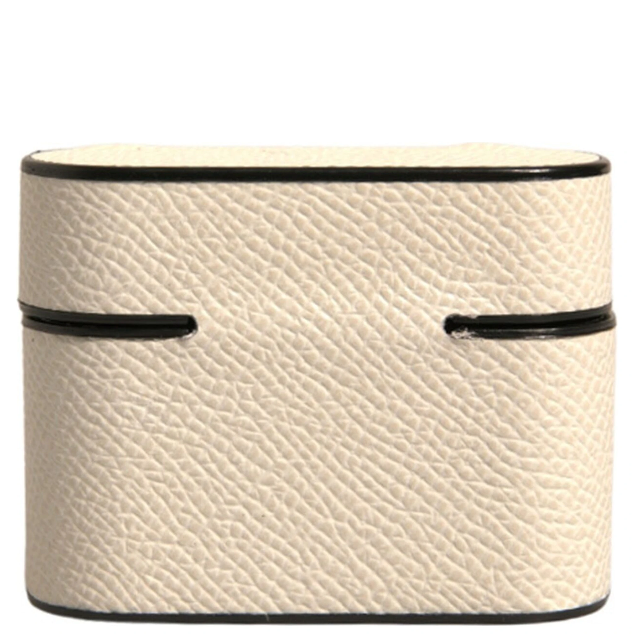White Leather Metal Logo Plaque Holder Airpods Case