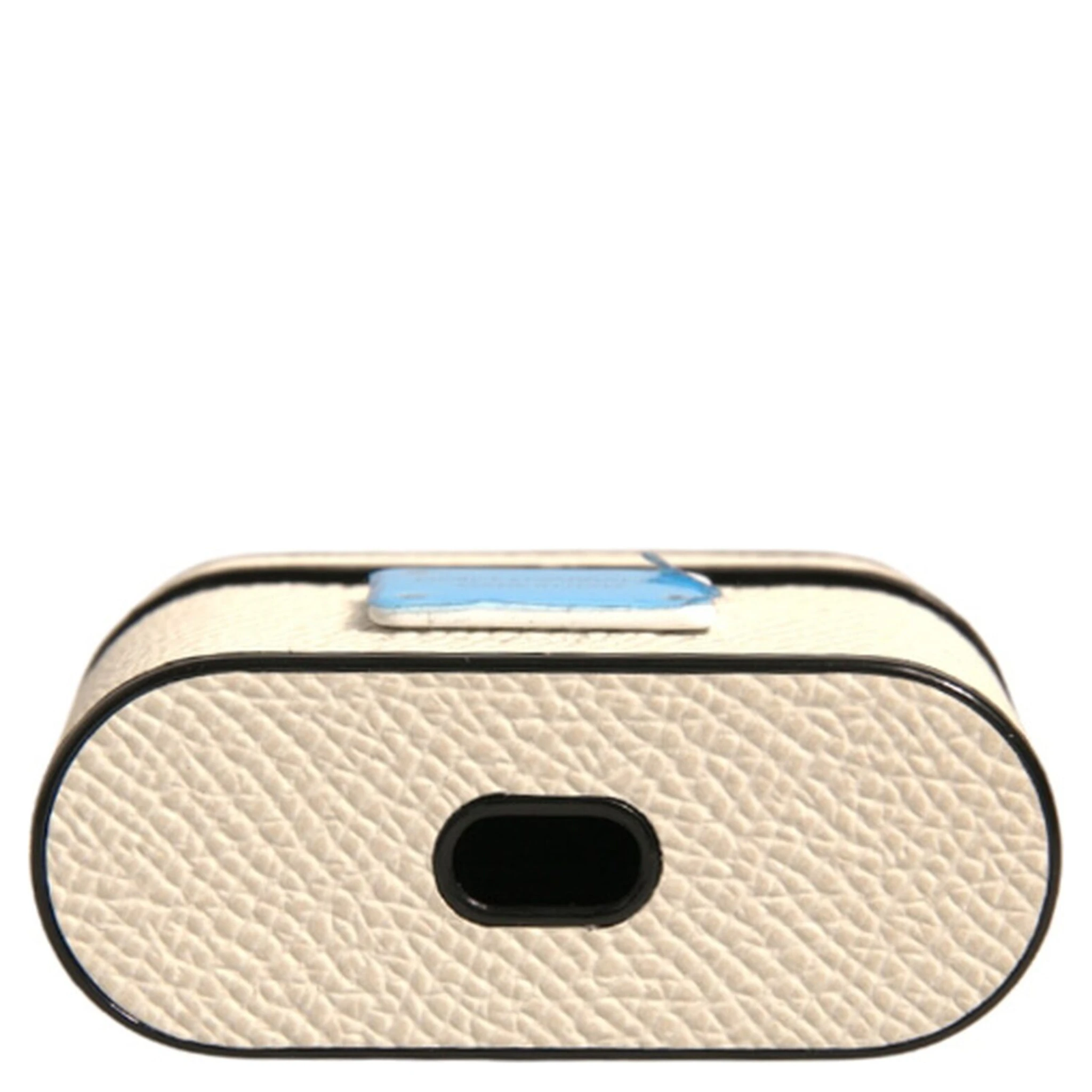 White Leather Metal Logo Plaque Holder Airpods Case