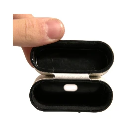 White Leather Metal Logo Plaque Holder Airpods Case