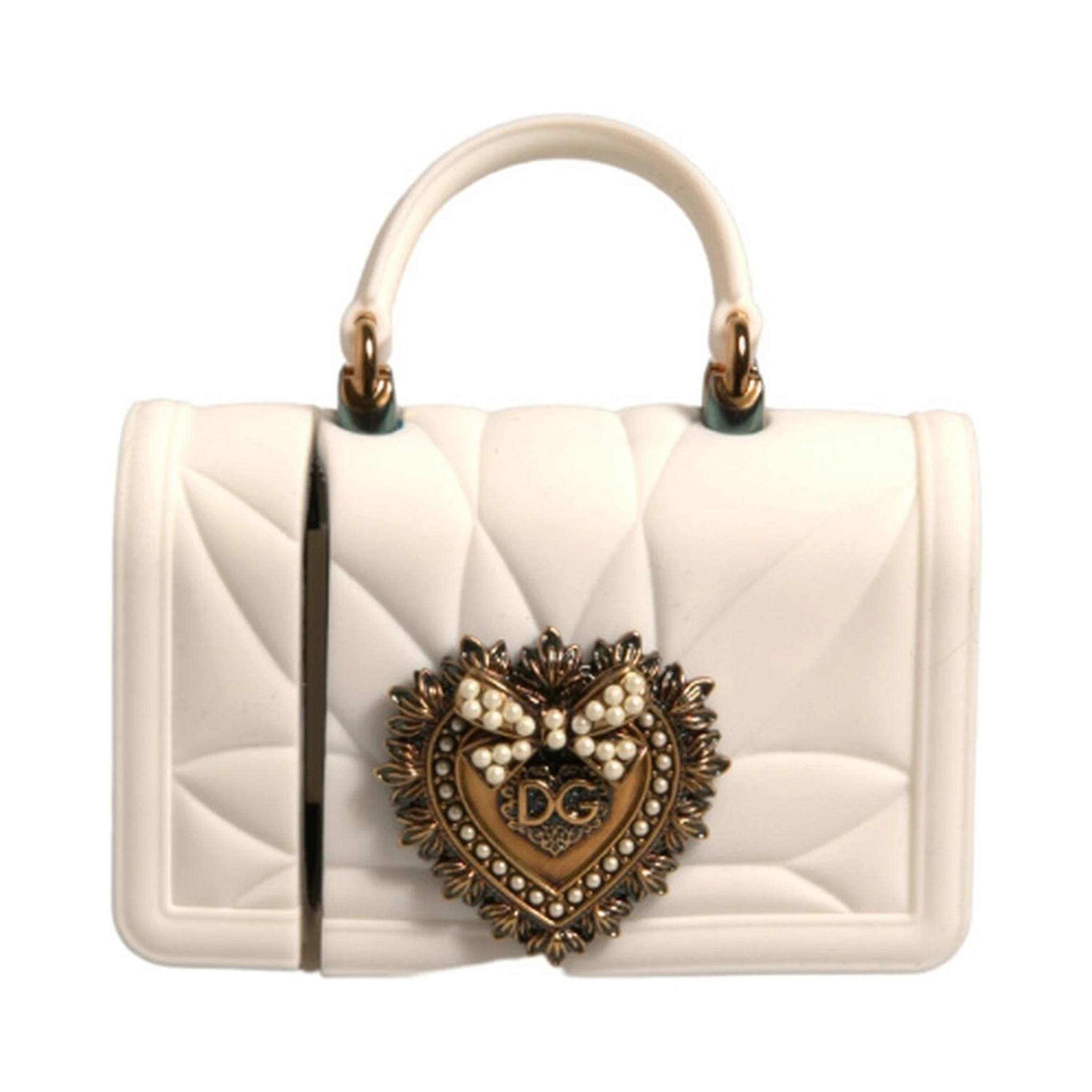 White Silicone Devotion Heart Cover Hand Bag Airpod Case