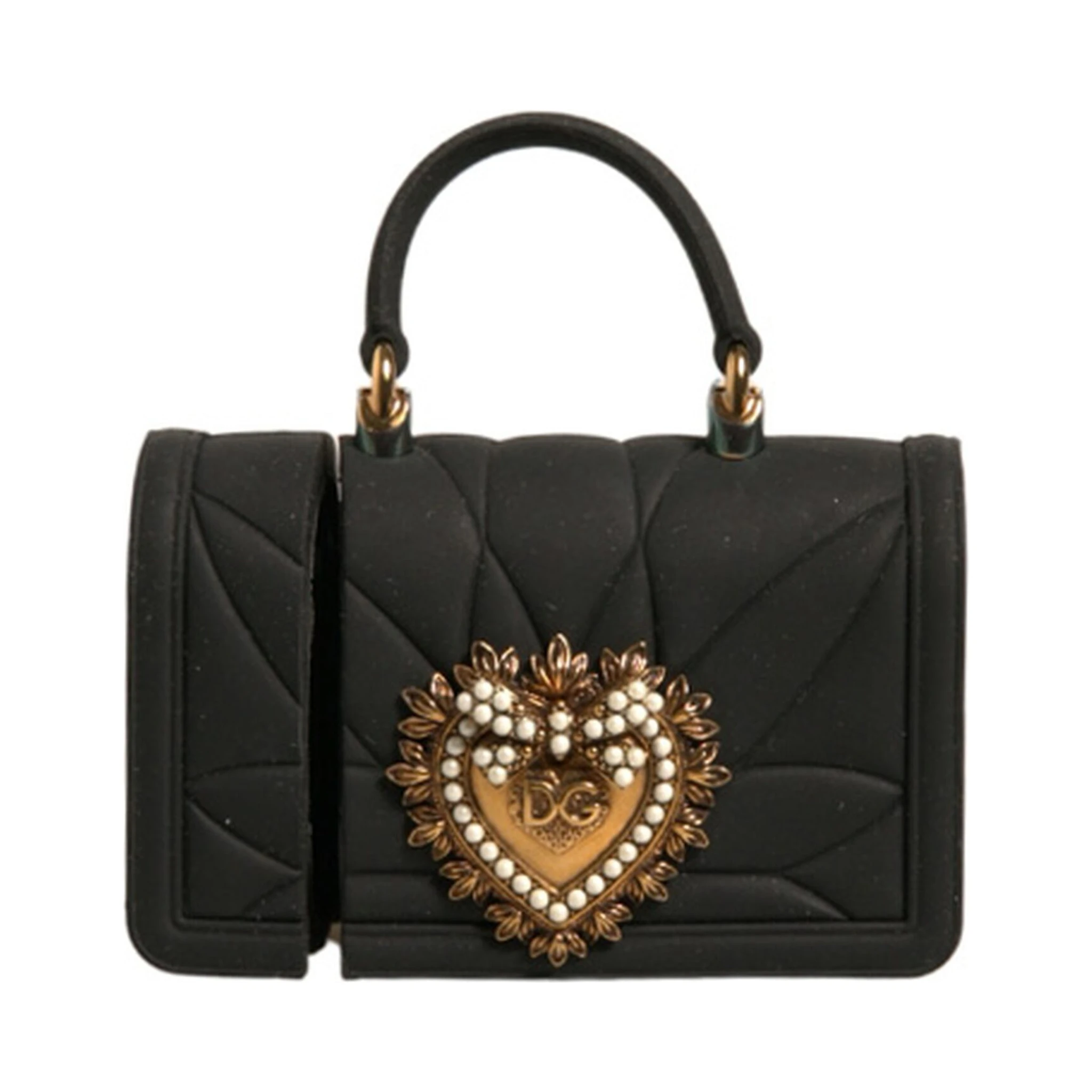 Black Silicone Devotion Heart Cover Hand Bag Airpod Case