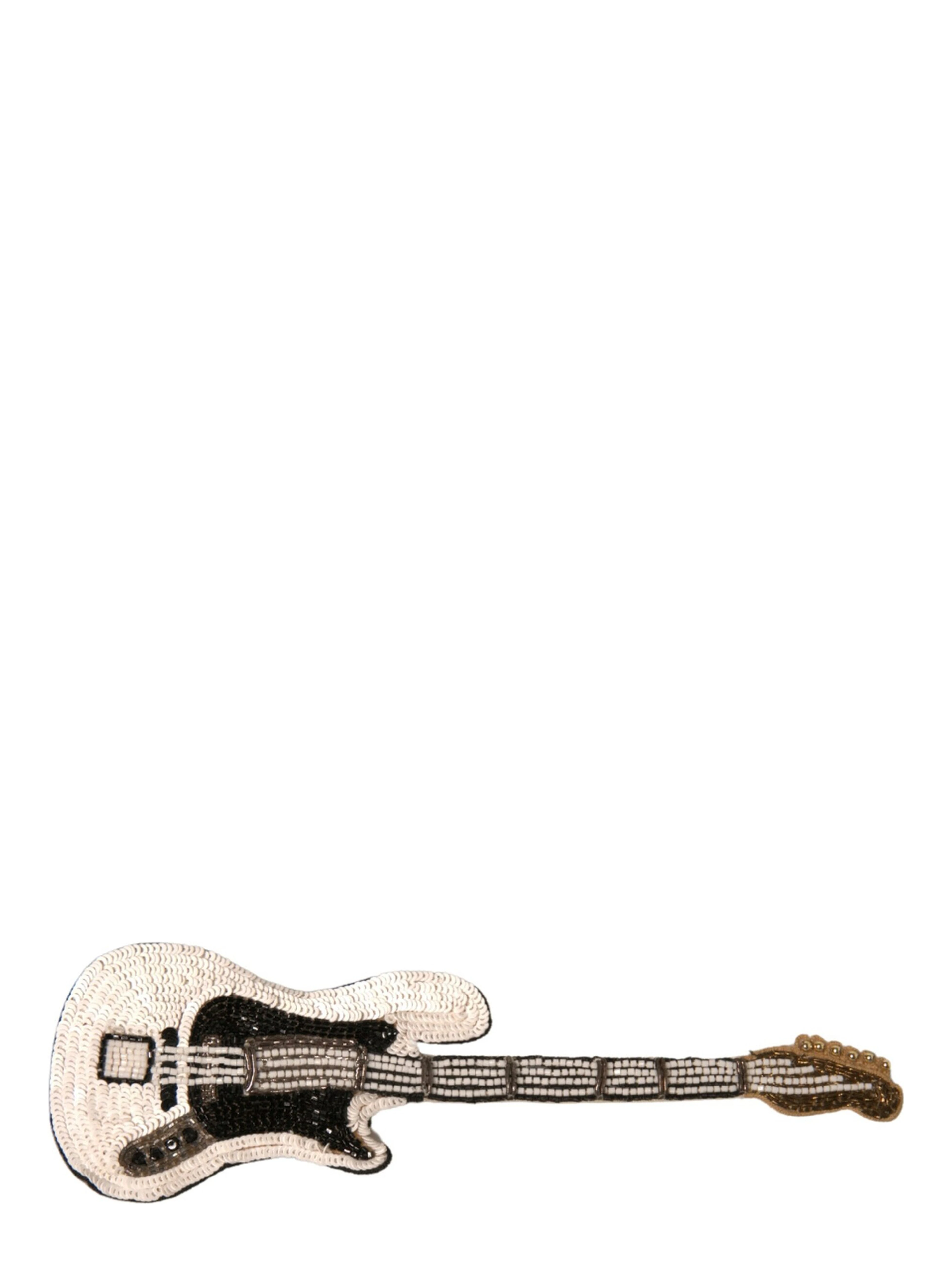 Gold Brass Beaded Guitar Pin Brooch