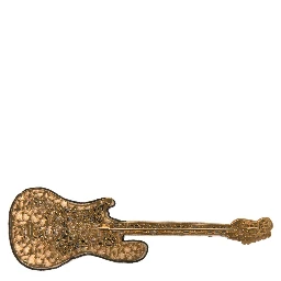 Gold Brass Beaded Guitar Pin Brooch