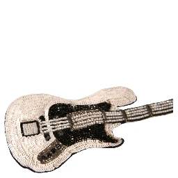 Gold Brass Beaded Guitar Pin Brooch