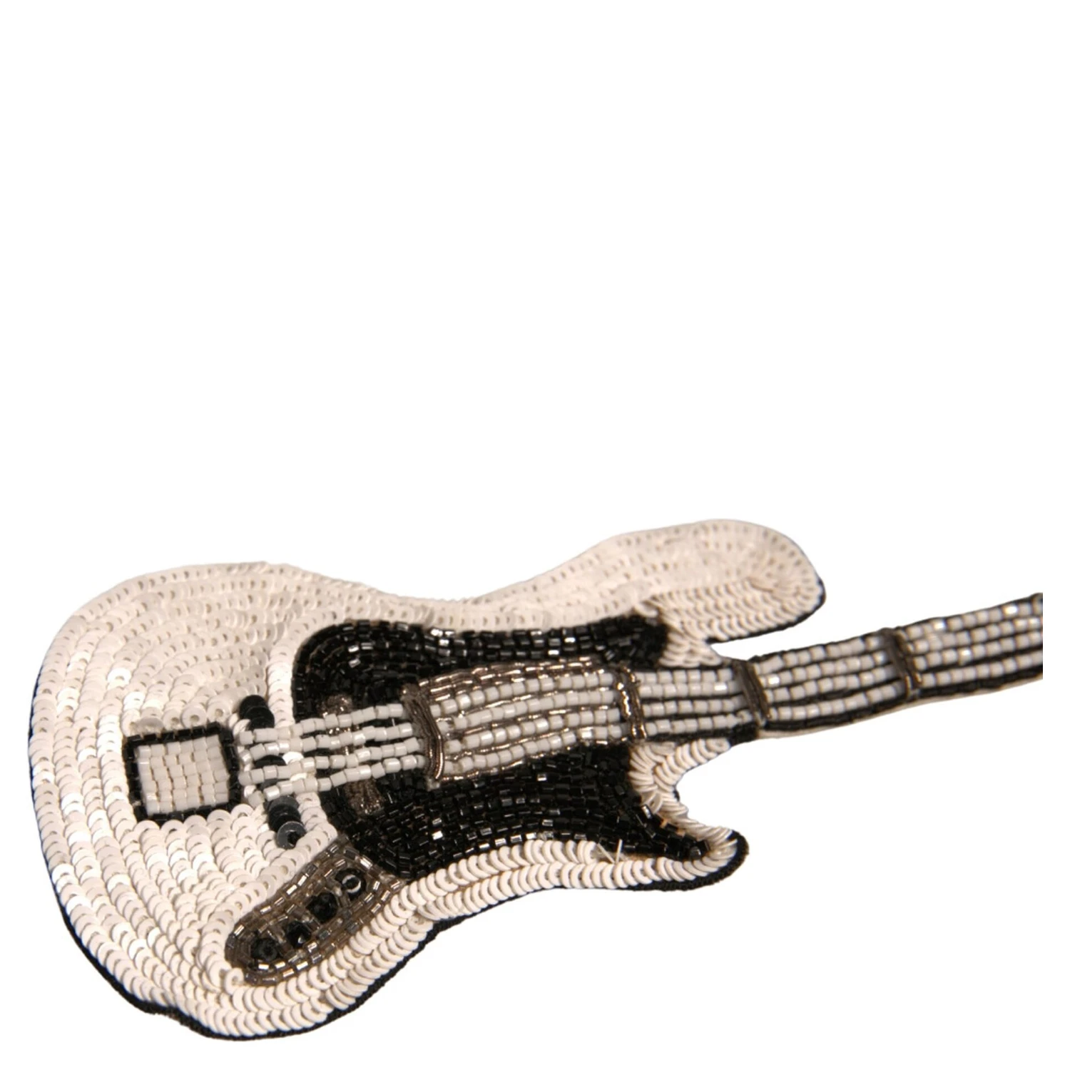 Gold Brass Beaded Guitar Pin Brooch