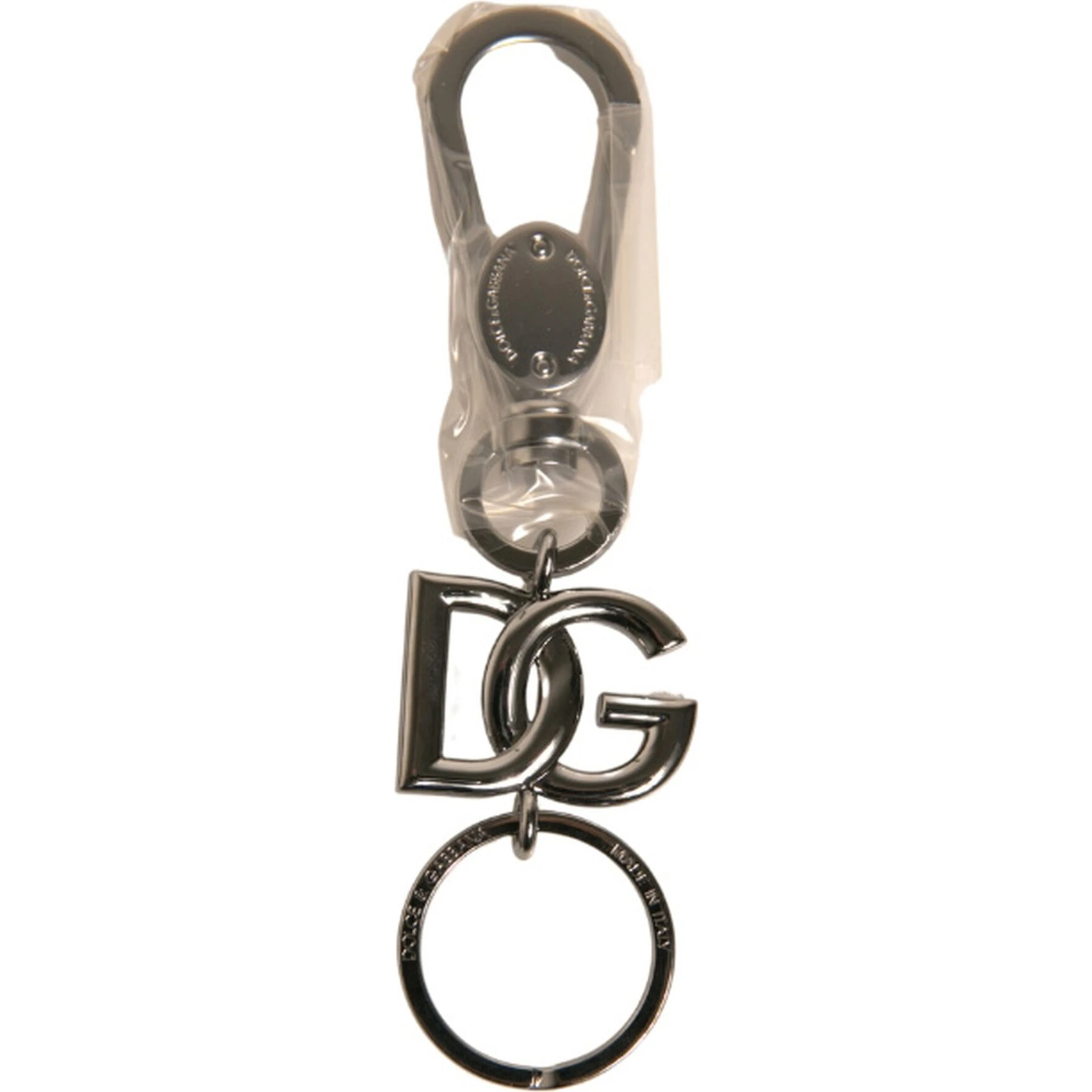 Silver Brass DG Logo Keychain Metal Ring Keyring