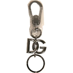 Silver Brass DG Logo Keychain Metal Ring Keyring