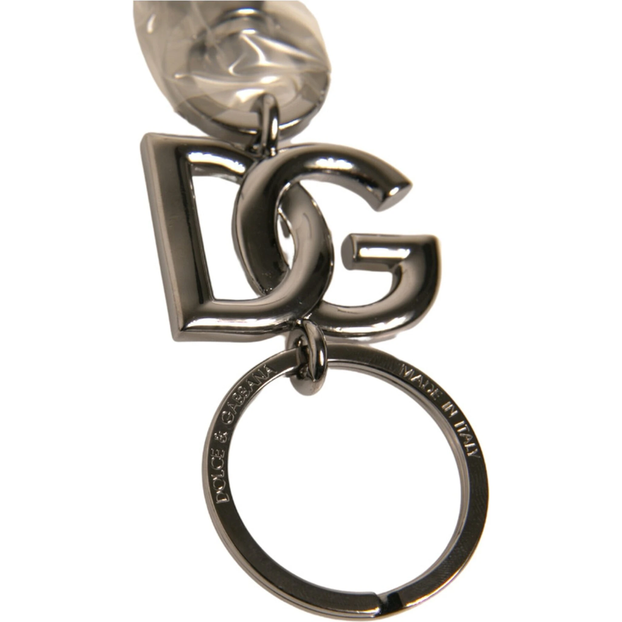 Silver Brass DG Logo Keychain Metal Ring Keyring