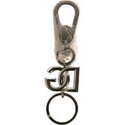 Silver Brass DG Logo Keychain Metal Ring Keyring