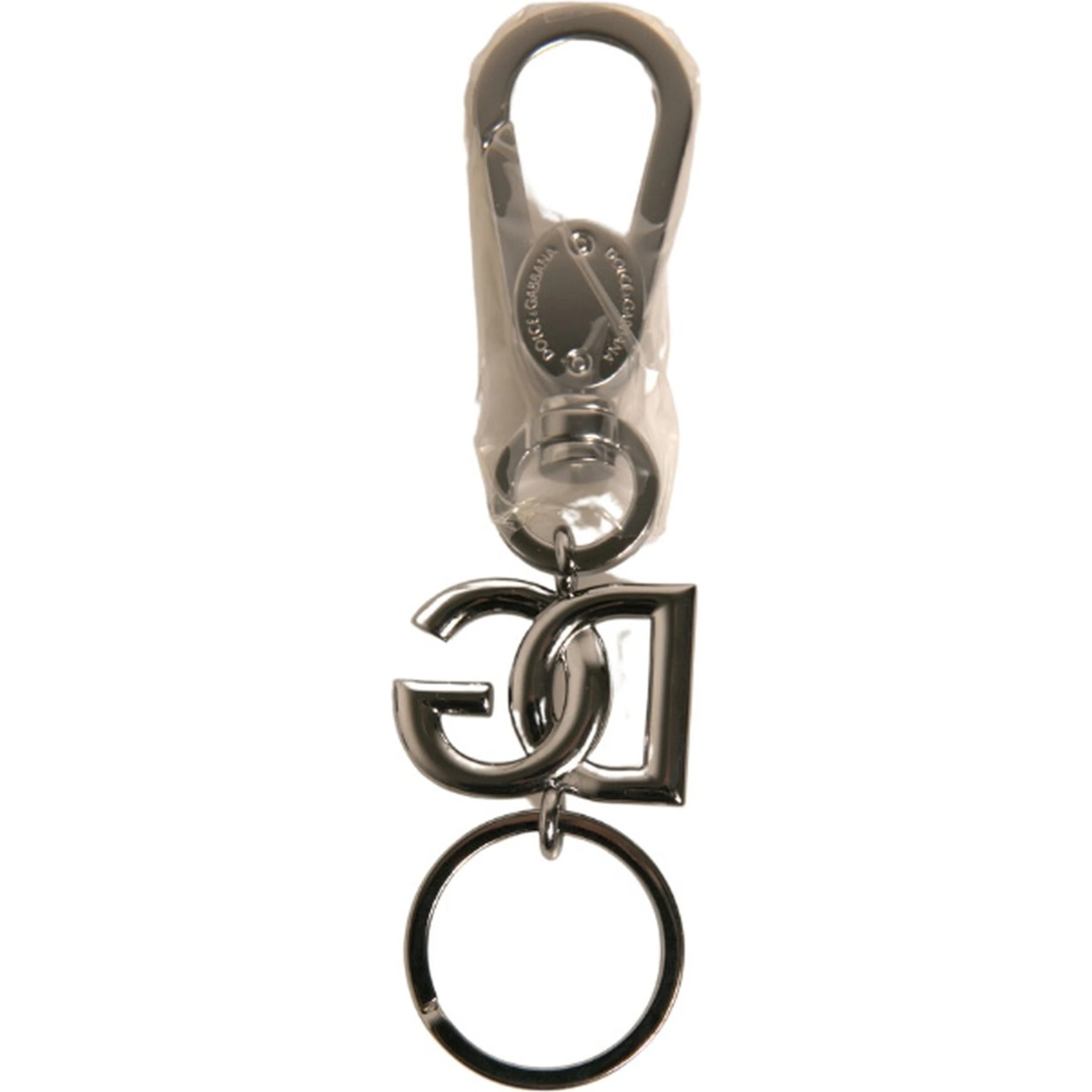 Silver Brass DG Logo Keychain Metal Ring Keyring