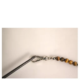 Silver Brass Chain Beaded Logo Plaque Keychain Keyring