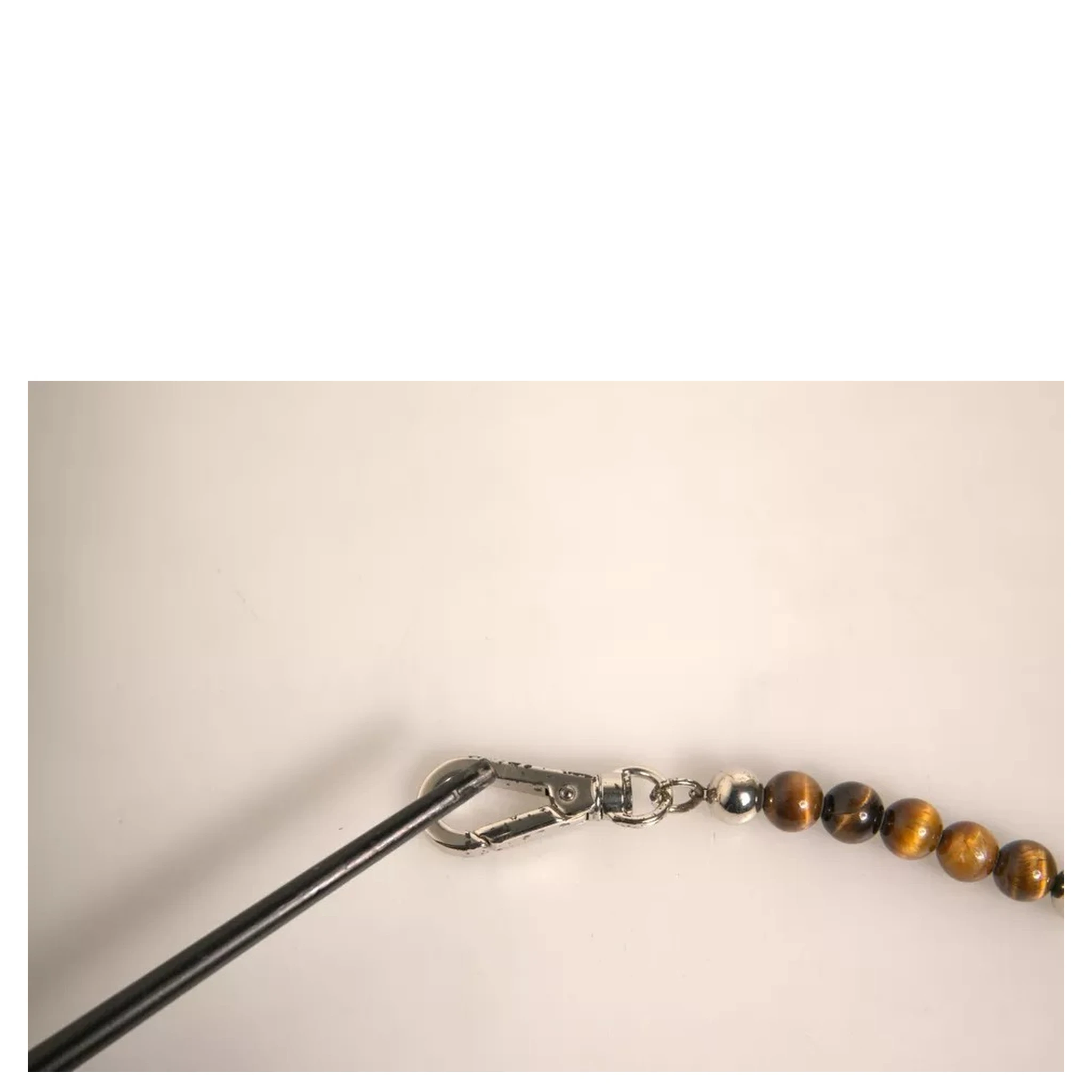 Silver Brass Chain Beaded Logo Plaque Keychain Keyring