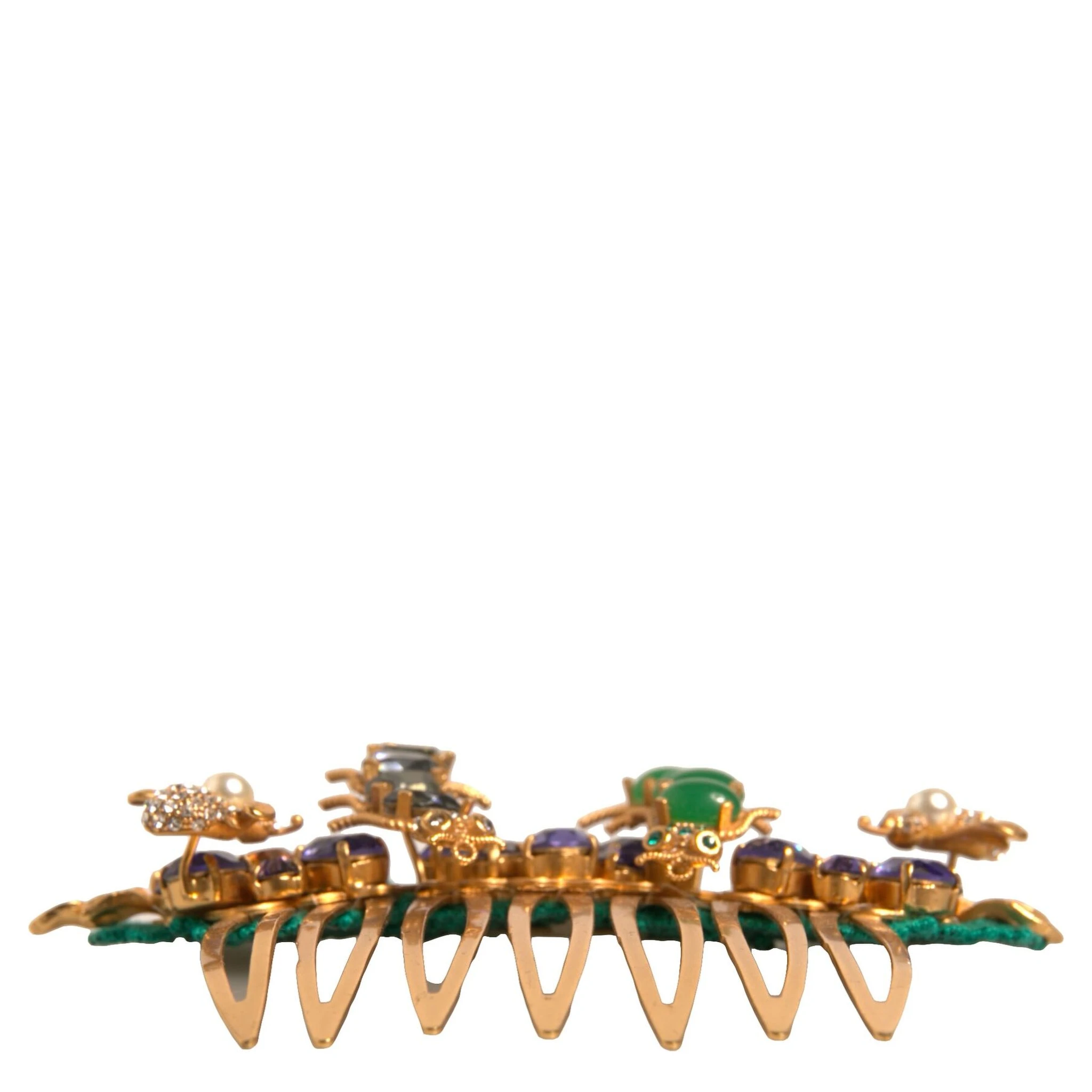 Gold Brass Crystals Hair Stick Comb