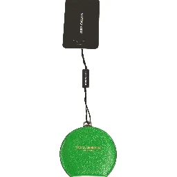 Green Calfskin Leather Round Logo Hand Mirror Holder