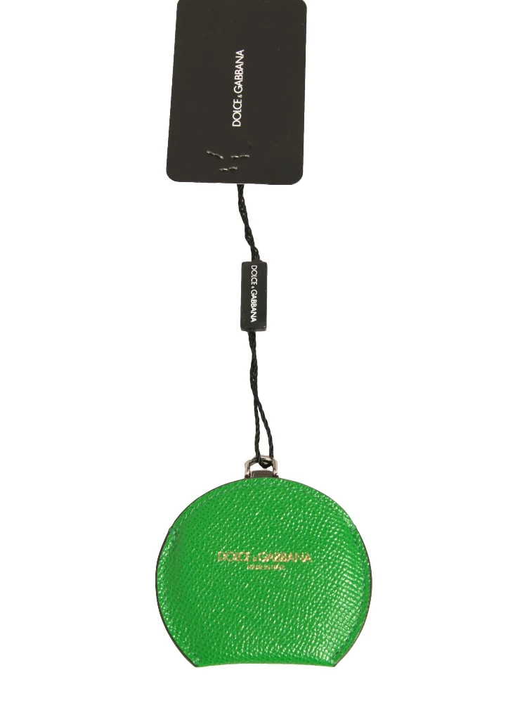 Green Calfskin Leather Round Logo Hand Mirror Holder alternative