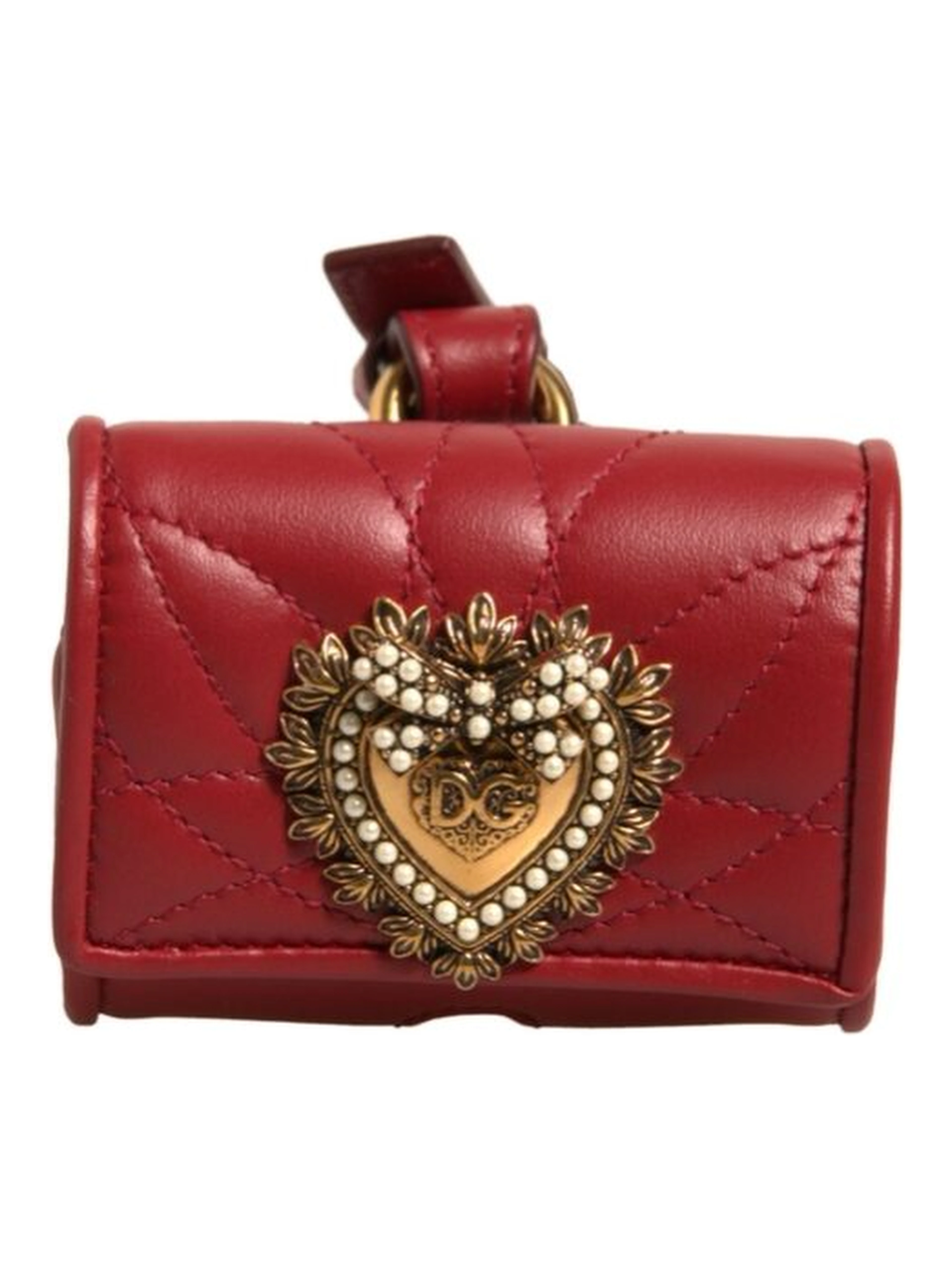 Black Leather Devotion Heart Strap Airpod Case