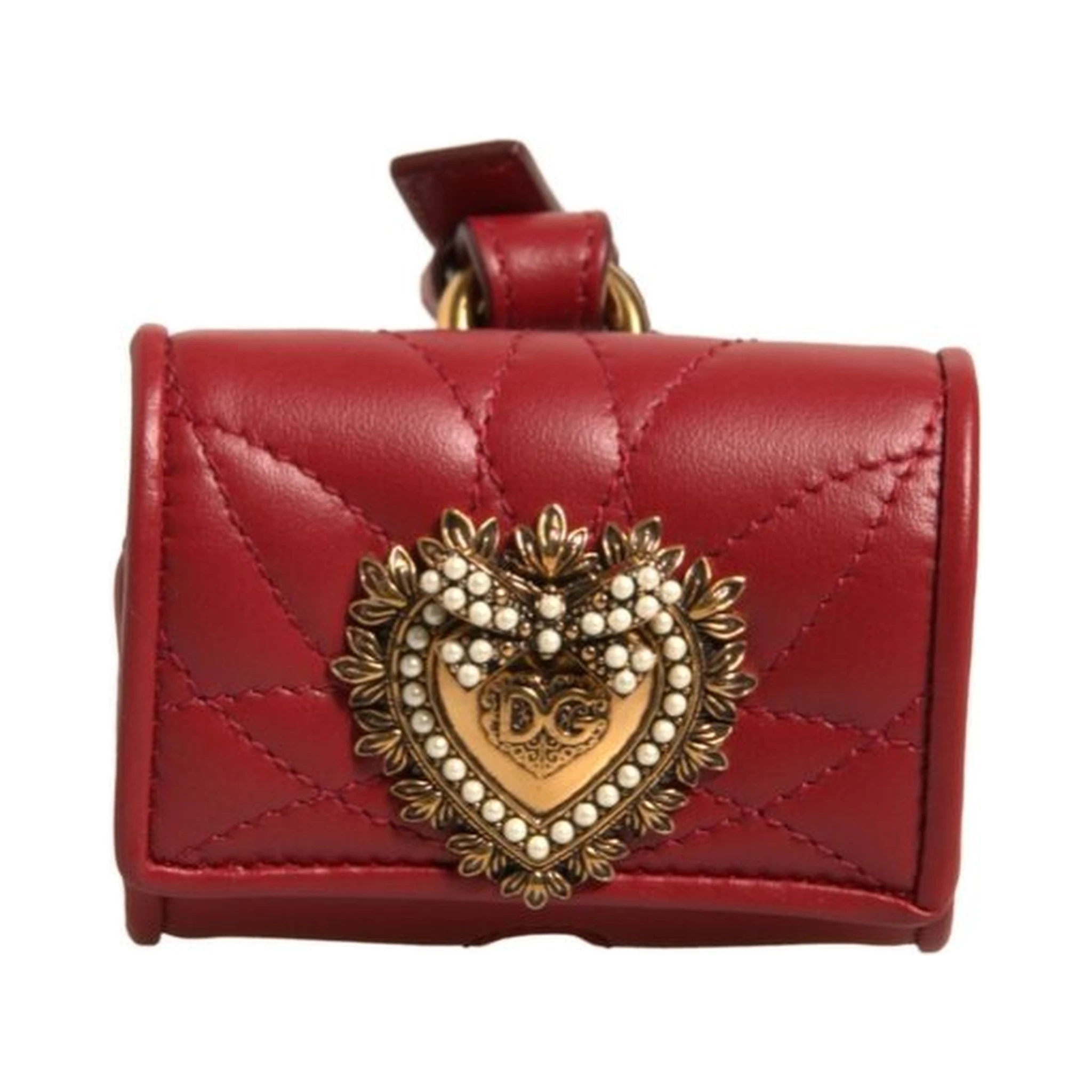 Black Leather Devotion Heart Strap Airpod Case