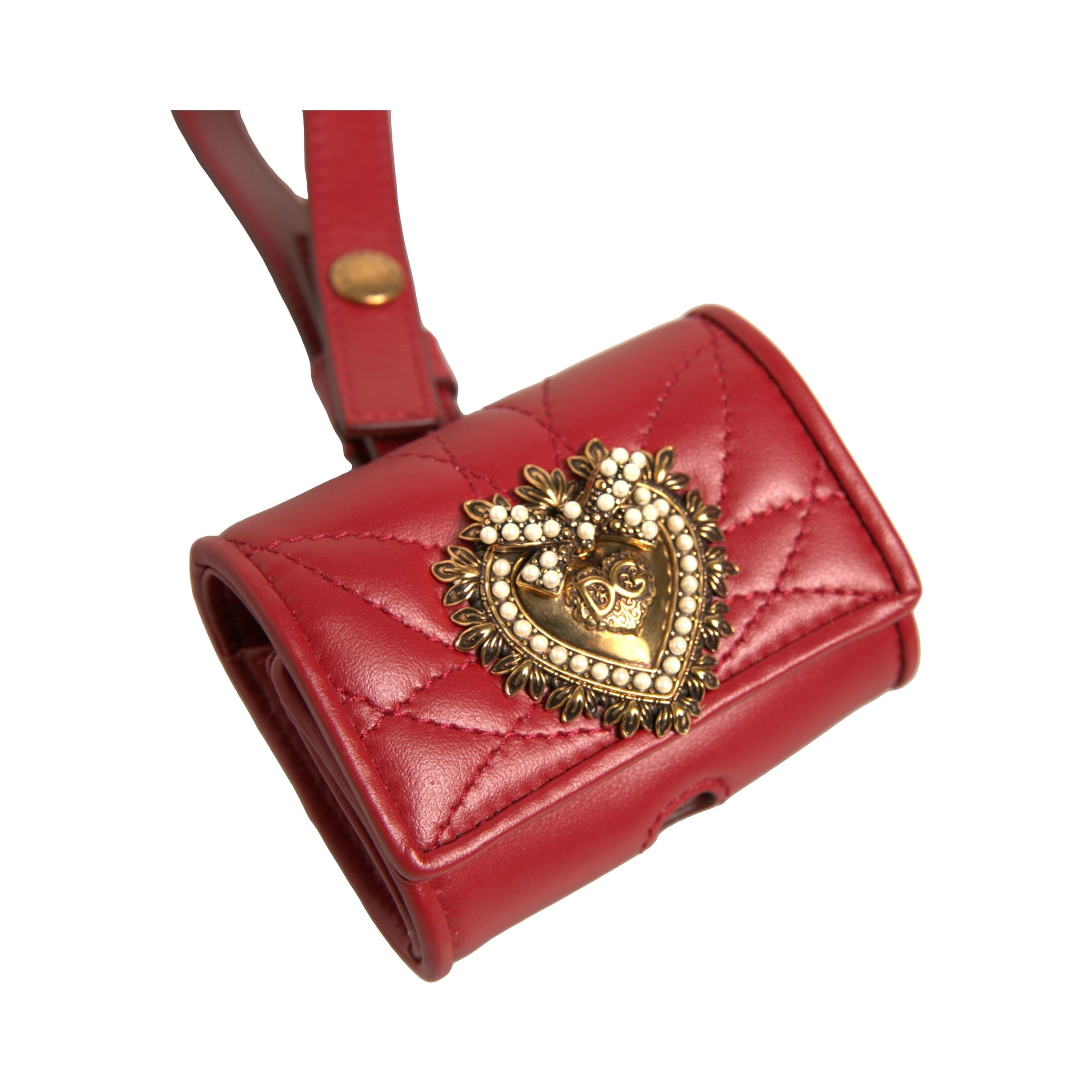 Black Leather Devotion Heart Strap Airpod Case