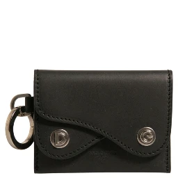 Black Leather Card Case Keychain Key Holder