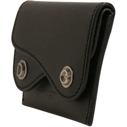 Black Leather Card Case Keychain Key Holder