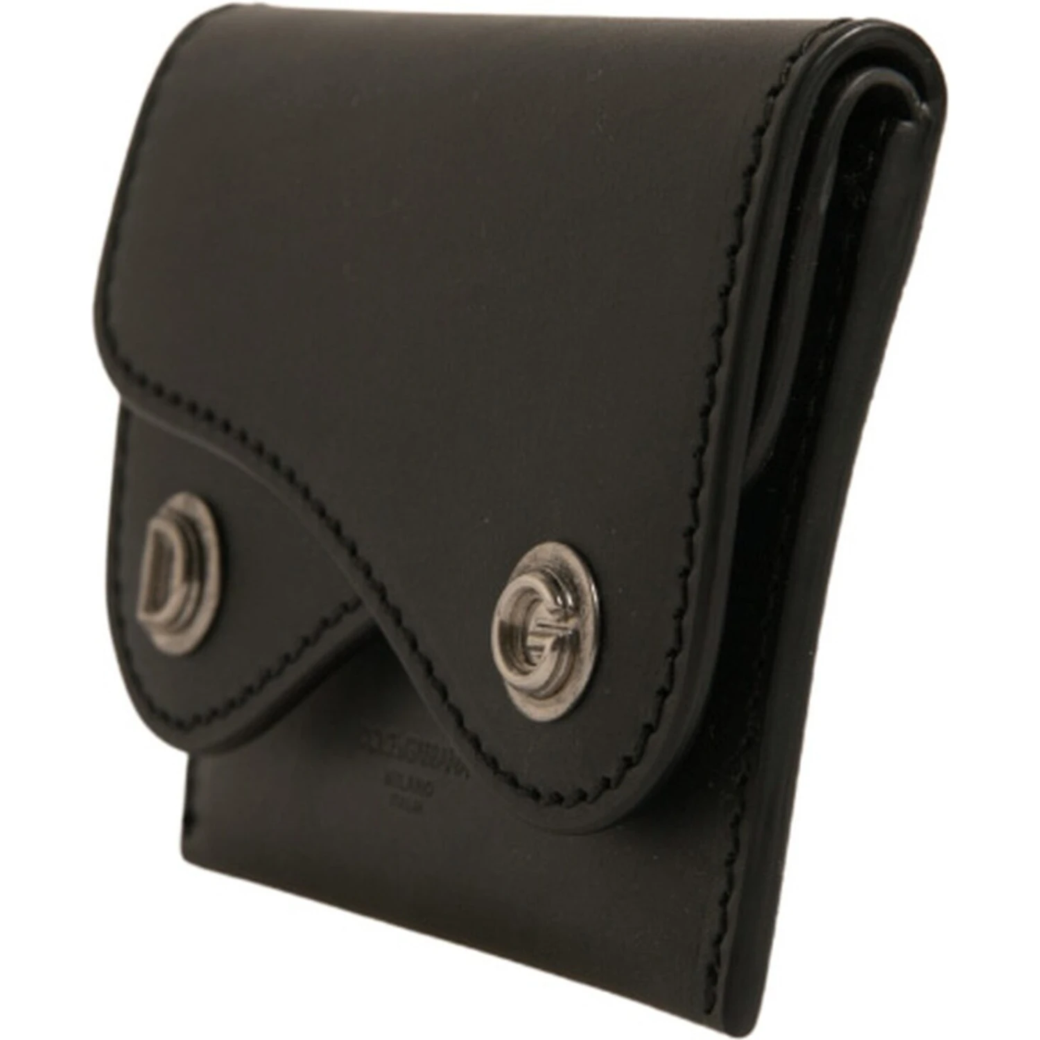 Black Leather Card Case Keychain Key Holder