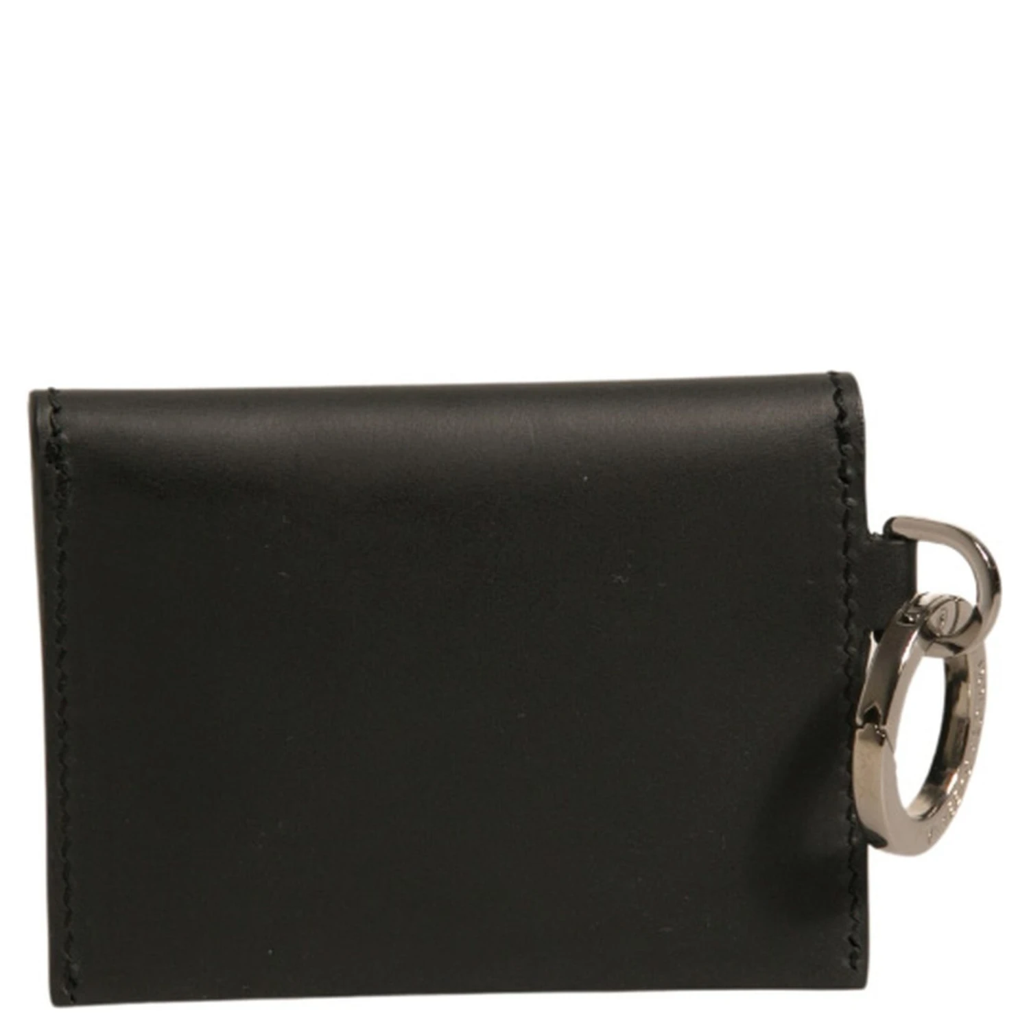 Black Leather Card Case Keychain Key Holder