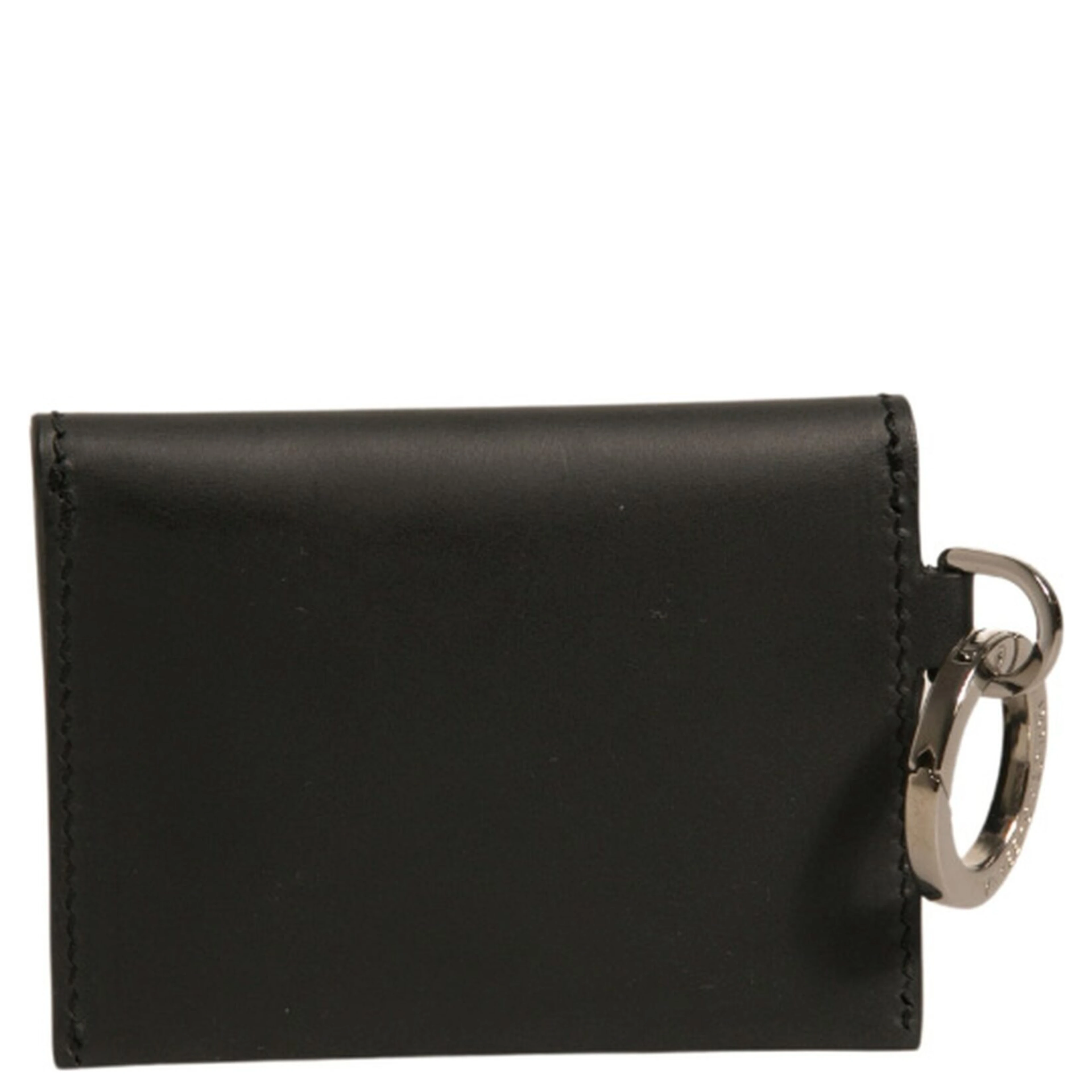 Black Leather Card Case Keychain Key Holder