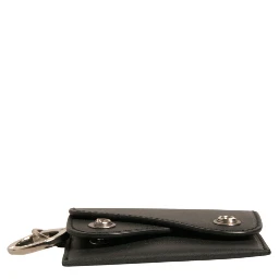 Black Leather Card Case Keychain Key Holder