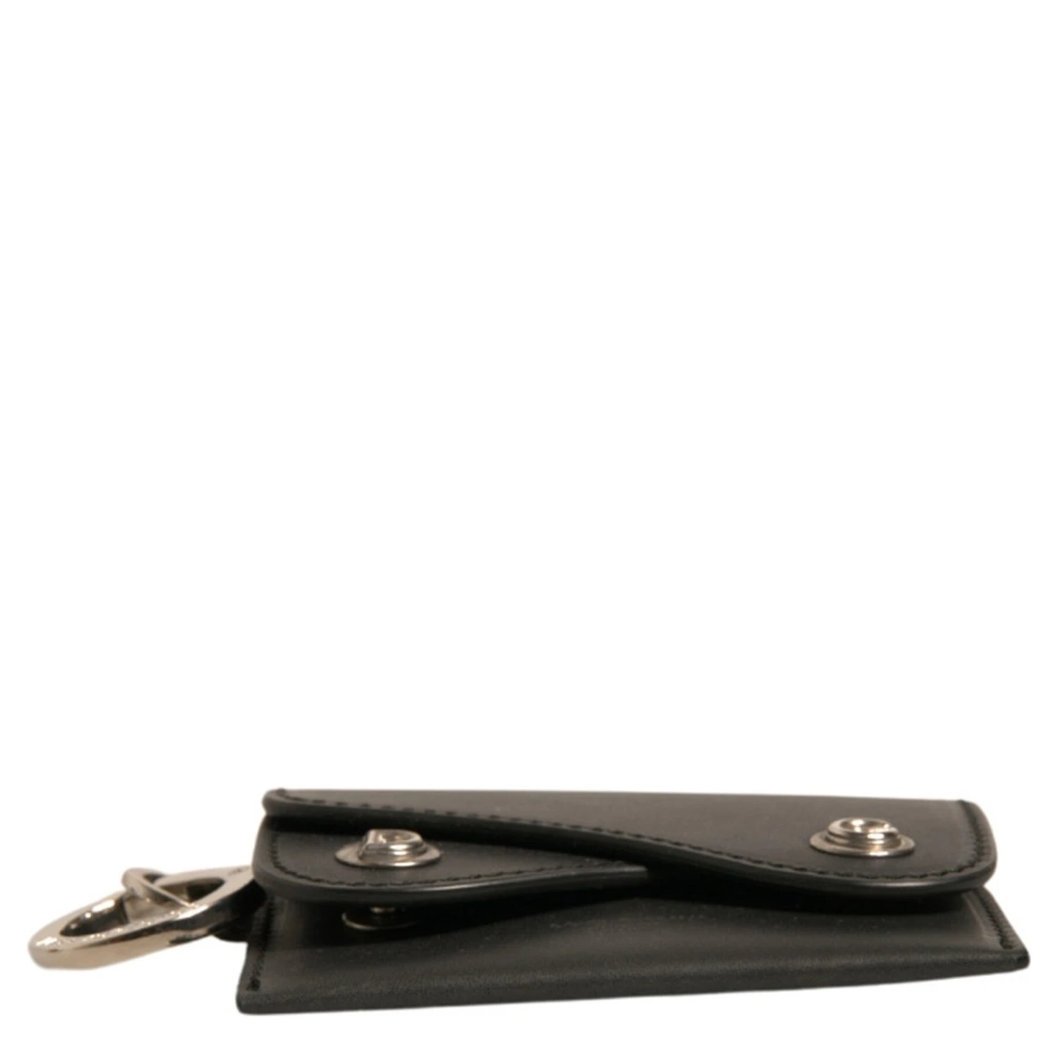 Black Leather Card Case Keychain Key Holder