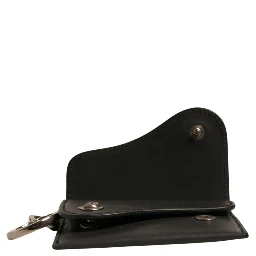 Black Leather Card Case Keychain Key Holder