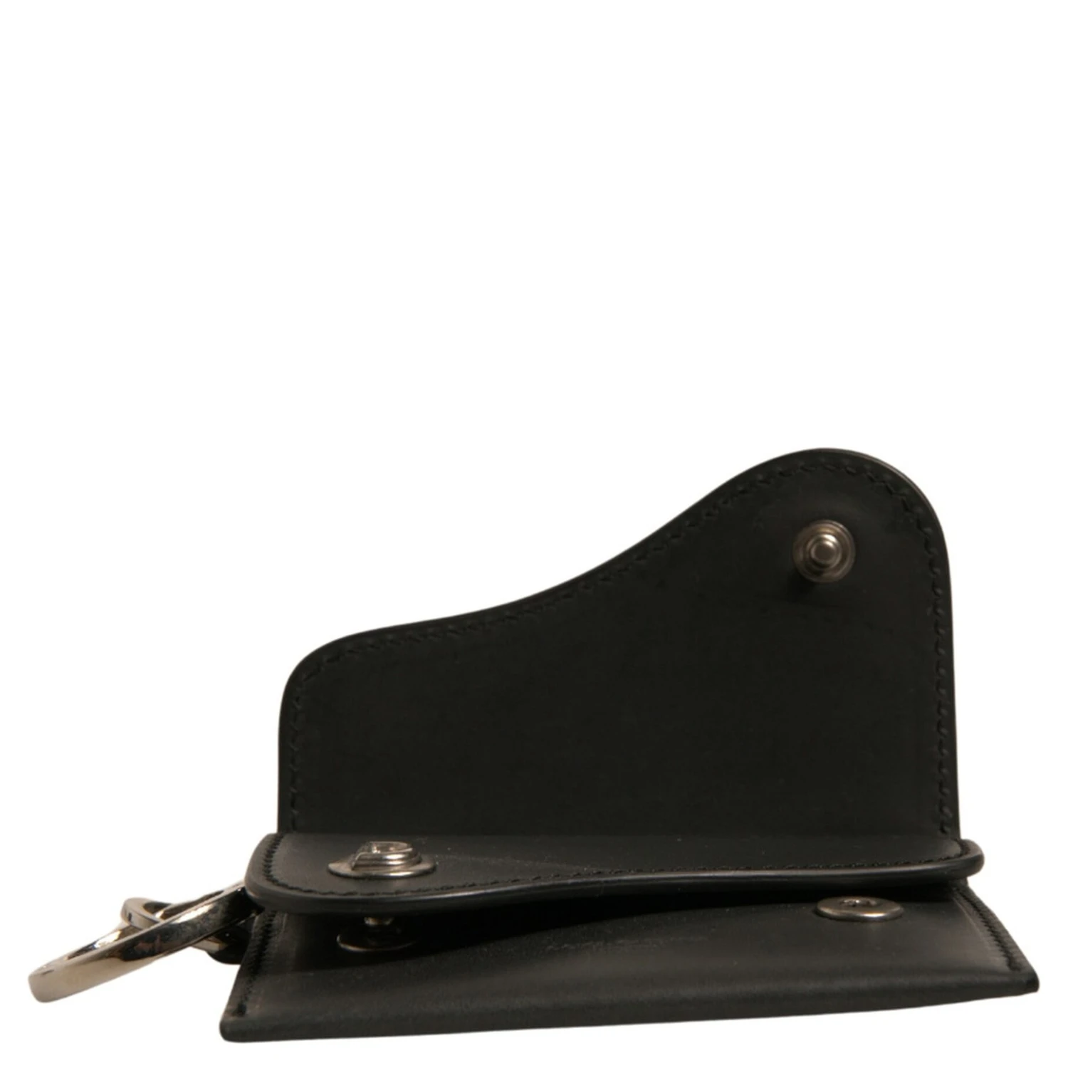 Black Leather Card Case Keychain Key Holder