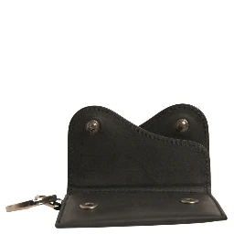 Black Leather Card Case Keychain Key Holder