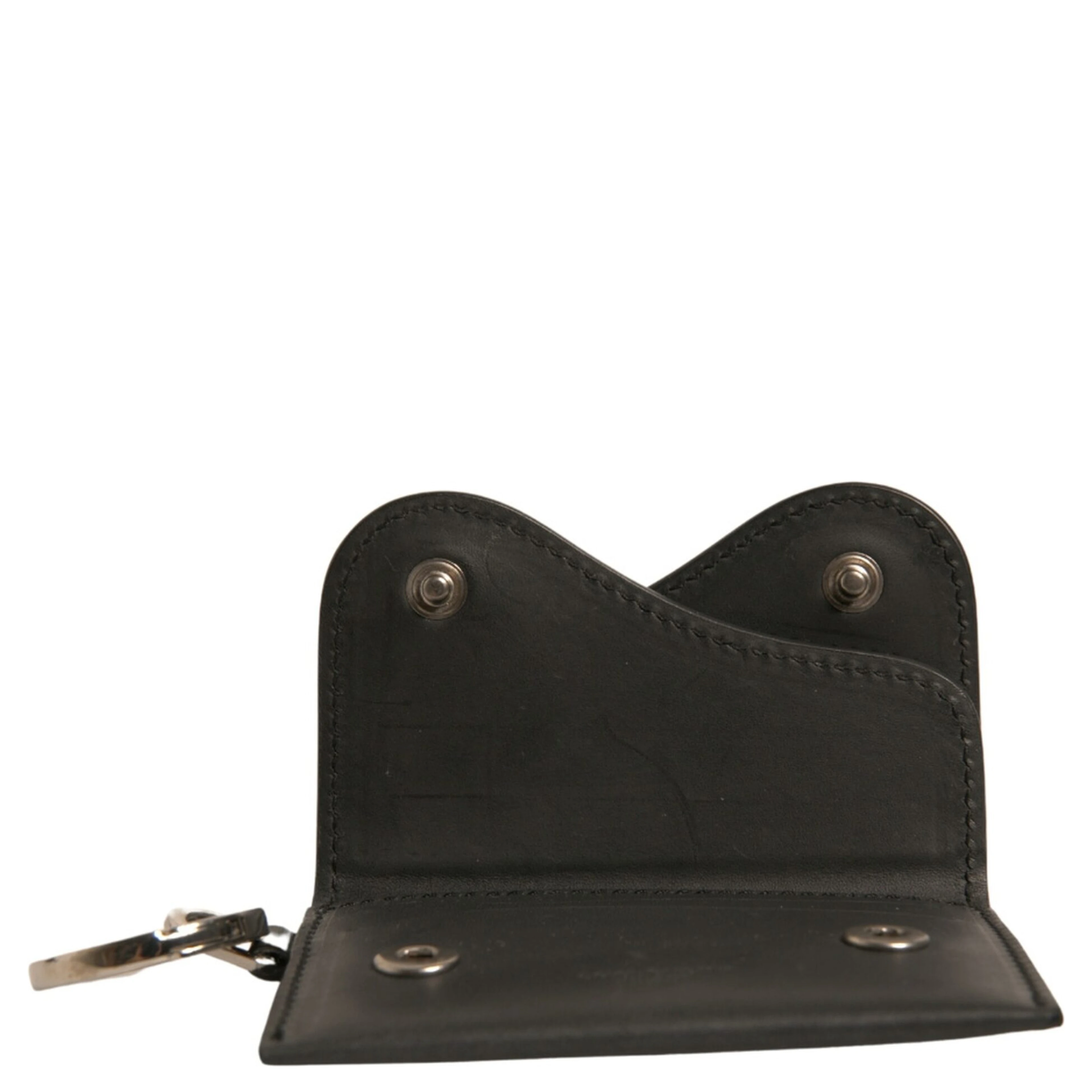 Black Leather Card Case Keychain Key Holder
