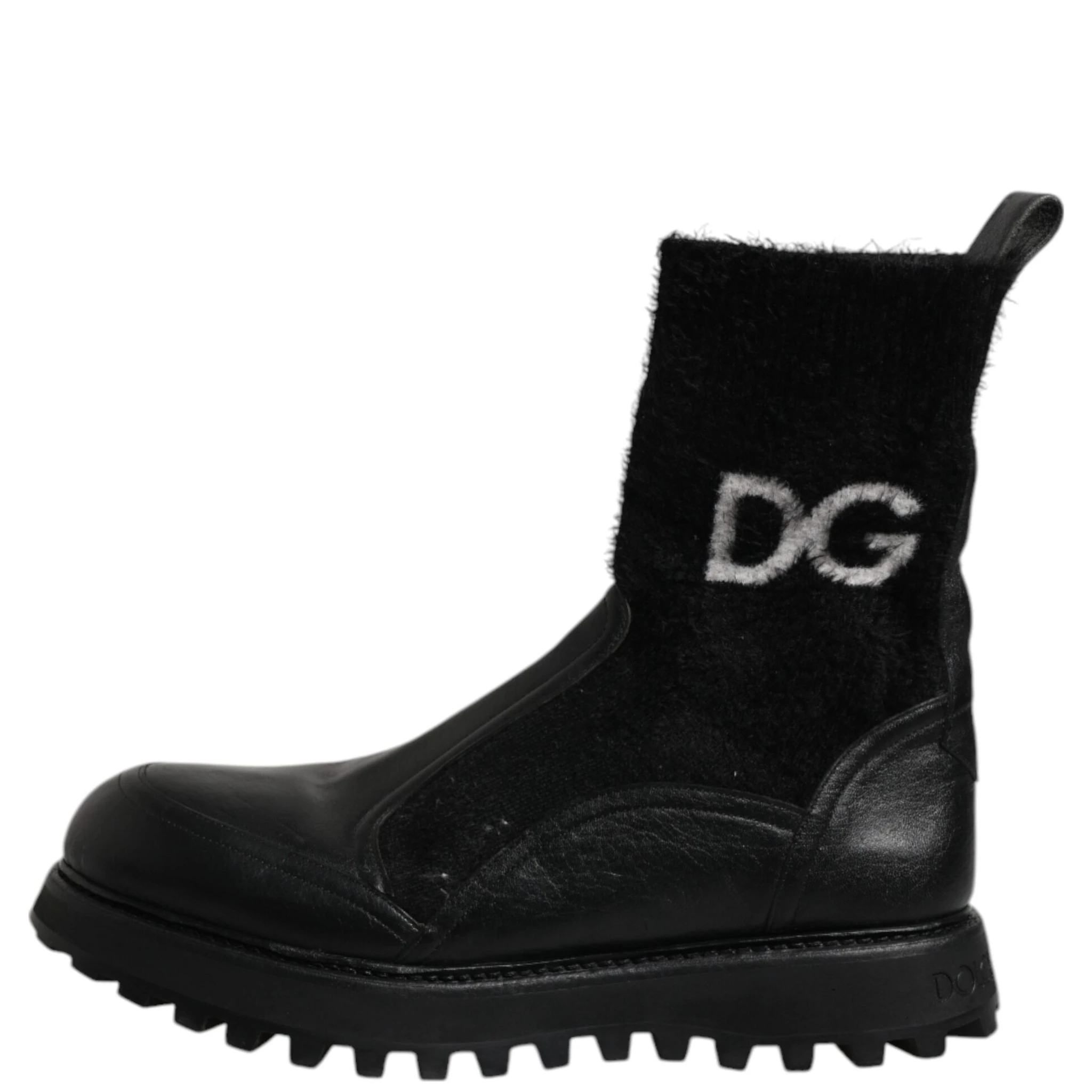Black DG Logo Horse Sock Ankle Boots Shoes