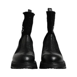 Black DG Logo Horse Sock Ankle Boots Shoes