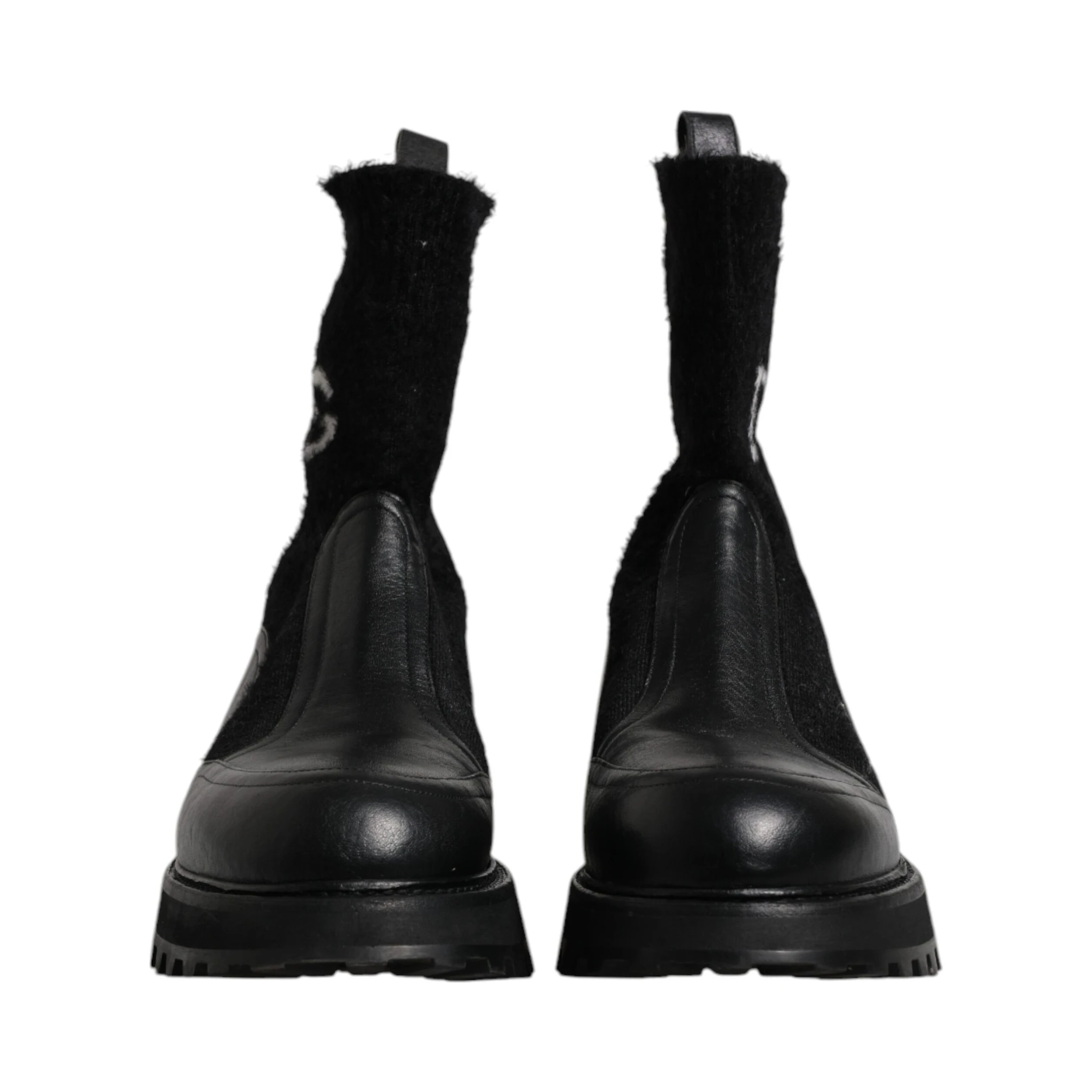 Black DG Logo Horse Sock Ankle Boots Shoes