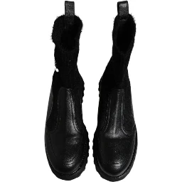 Black DG Logo Horse Sock Ankle Boots Shoes