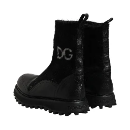 Black DG Logo Horse Sock Ankle Boots Shoes