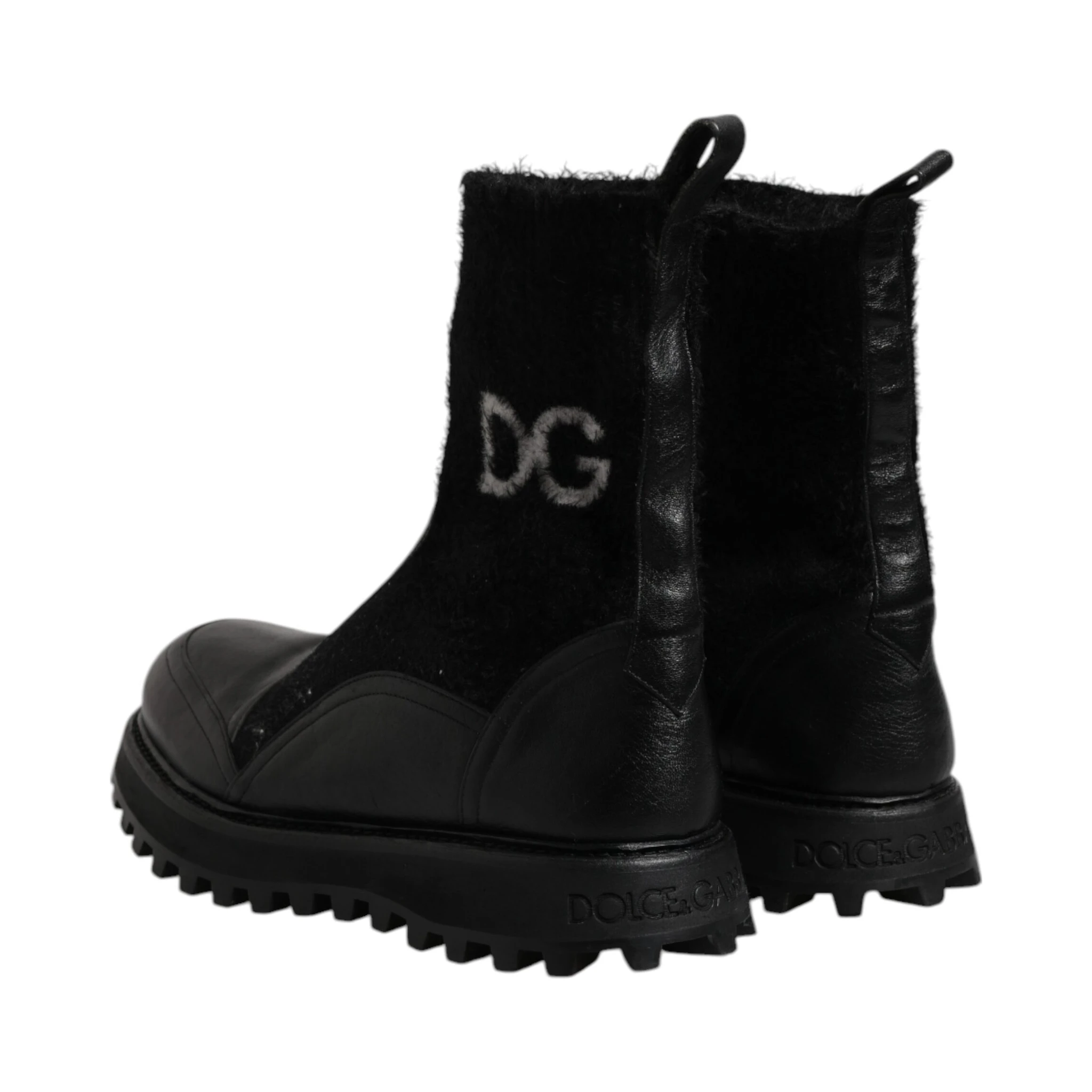 Black DG Logo Horse Sock Ankle Boots Shoes