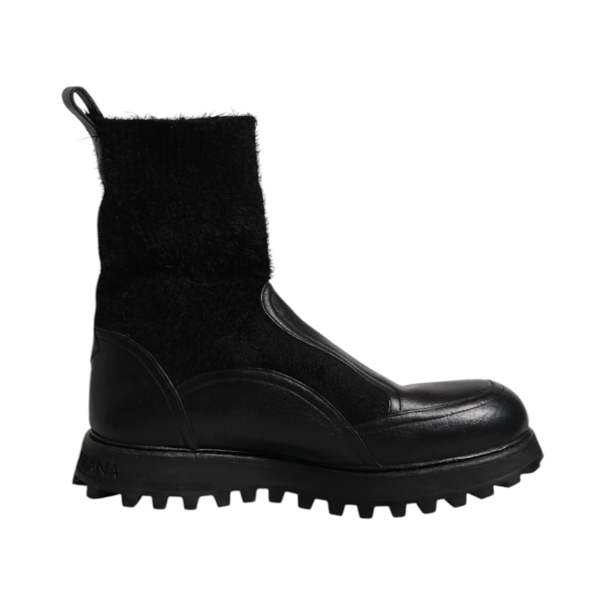 Black DG Logo Horse Sock Ankle Boots Shoes