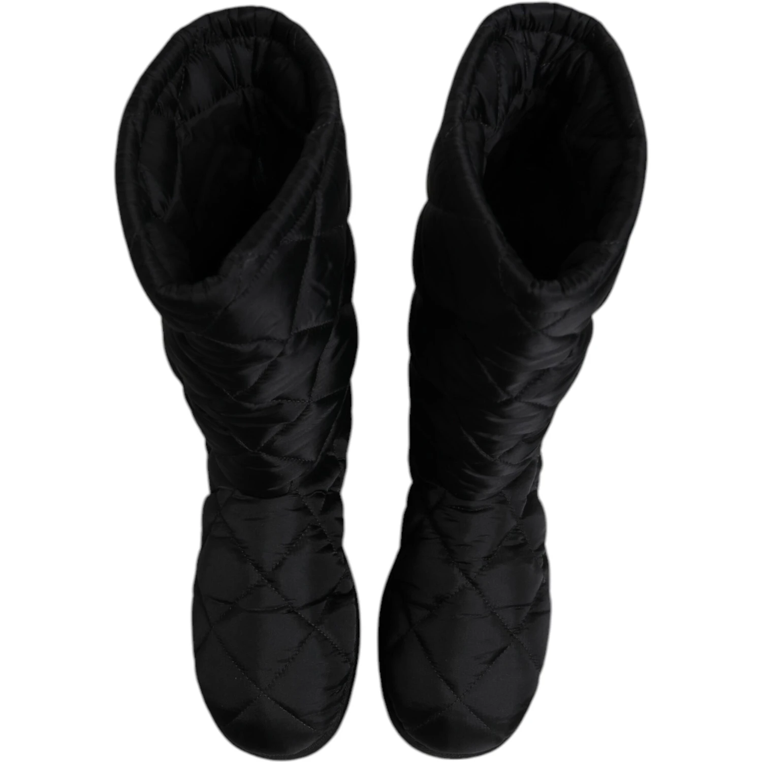 Black Polyester Padded Mid Calf Boots Winter Shoes