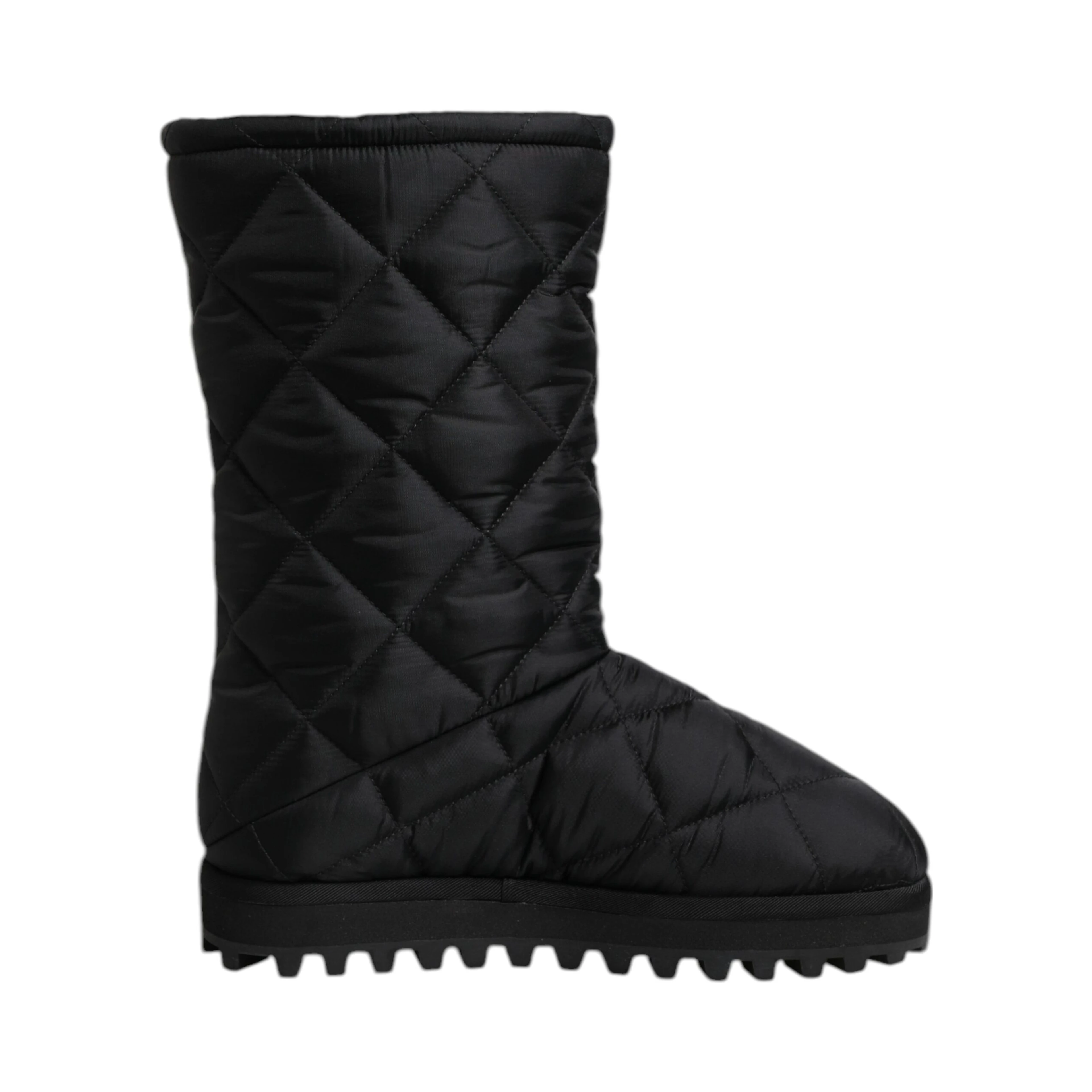 Black Polyester Padded Mid Calf Boots Winter Shoes